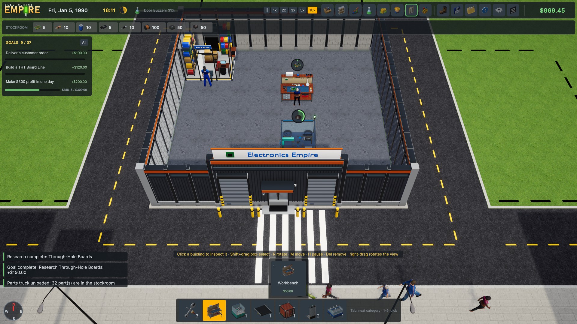 The first workbench in a small factory building